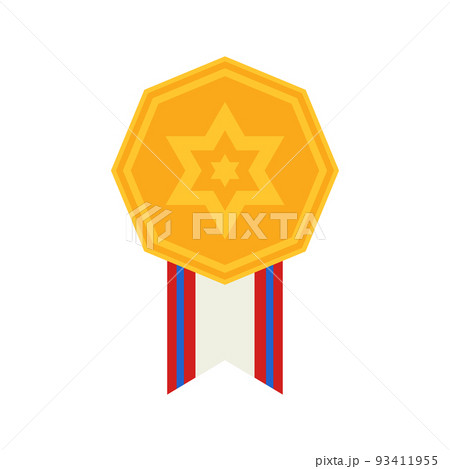 Gold medal with ribbon. Vector illustration Gold medal with ribbon. Vector illustration 93411955