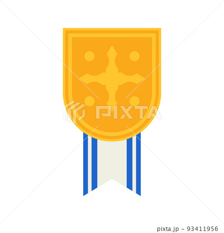 Gold medal with ribbon. Vector illustration 93411956