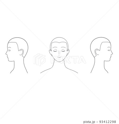 シンプルな顔のイラスト　正面と横顔 93412298