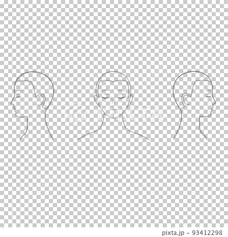 シンプルな顔のイラスト　正面と横顔 93412298