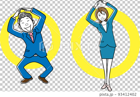 Business woman and businessman doing OK pose 93412402