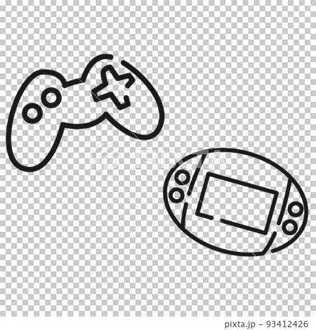 一個簡單的遊戲機控制器的插圖（黑白） 93412426