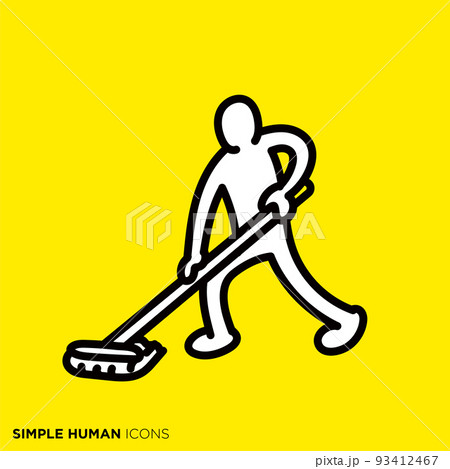 シンプルな人間のアイコンシリーズ　「床掃除する人」 93412467