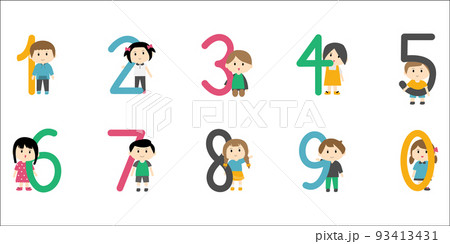 cute kid with numbers clipart element of boys and girls for decoration 93413431