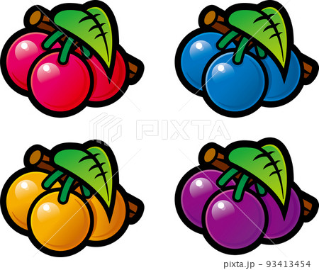 スロットマシンの小役のチェリー図柄4色セット 93413454