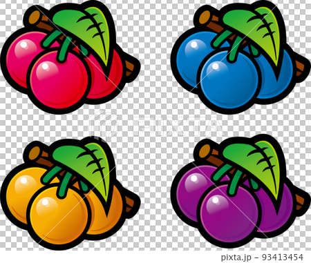 スロットマシンの小役のチェリー図柄4色セット 93413454