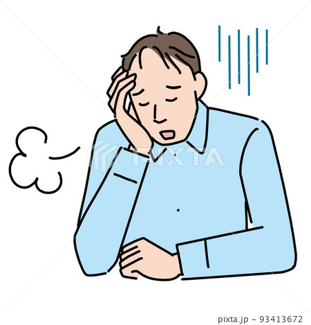 薄毛が気になって落ち込む男性 93413672