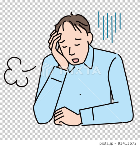 薄毛が気になって落ち込む男性 93413672