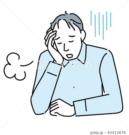薄毛が気になって落ち込む男性 薄毛が気になって落ち込む男性 93413676