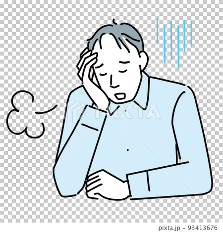 薄毛が気になって落ち込む男性 薄毛が気になって落ち込む男性 93413676