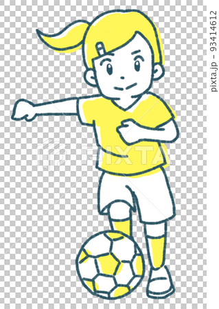 サッカーボールをける女の子 93414612