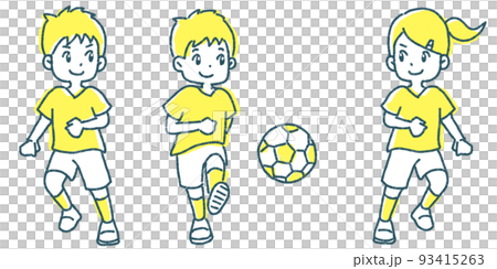 サッカーボールをける男の子と女の子 サッカーボールをける男の子と女の子 93415263