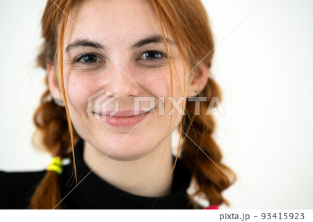 Close up portrait of redhead pretty teenage girl. Close up portrait of redhead pretty teenage girl. 93415923