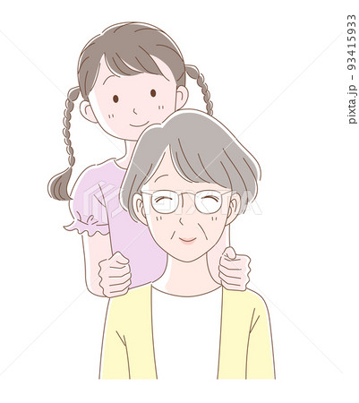 おばあちゃんの肩たたきをする孫 おばあちゃんの肩たたきをする孫 93415933