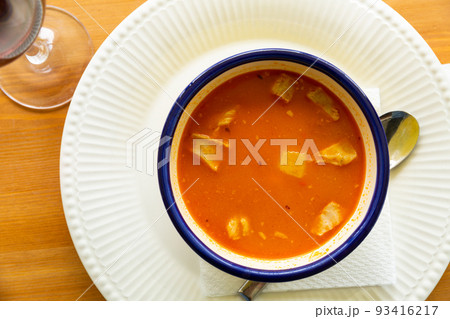 Pottage from beans stewed with lamb and vegetables Pottage from beans stewed with lamb and vegetables 93416217