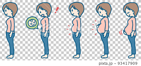 妊娠～臨月の体型変化のイラスト 93417909