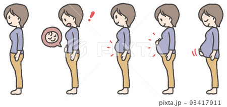 妊娠～臨月の体型変化のイラスト 93417911
