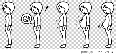 妊娠～臨月の体型変化のイラスト 93417913