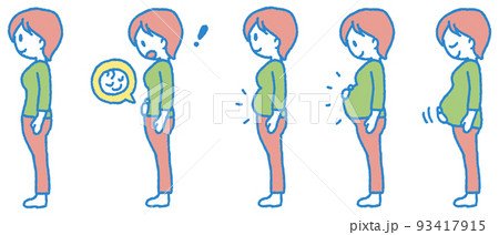 妊娠～臨月の体型変化のイラスト 93417915