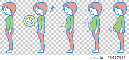 妊娠～臨月の体型変化のイラスト 93417915