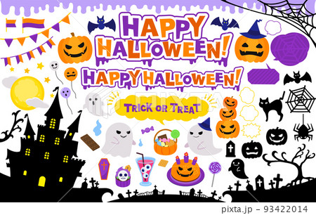 かわいいハロウィン素材　セット　イラスト 93422014