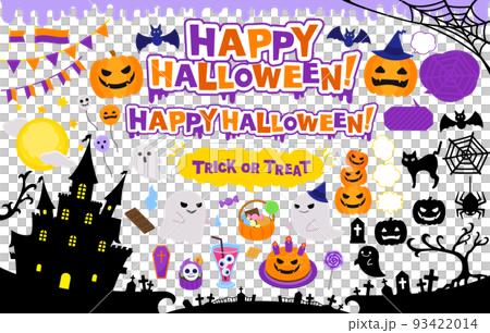 かわいいハロウィン素材　セット　イラスト 93422014