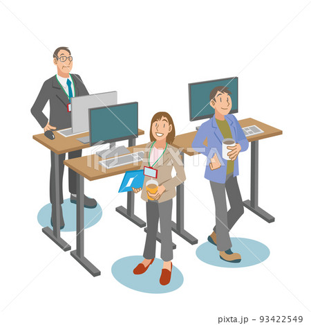 スタンドデスクで働く日本人ビジネスマン 93422549