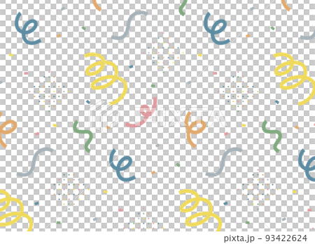 Memphis seamless pattern with colorful ribbons and confetti 93422624