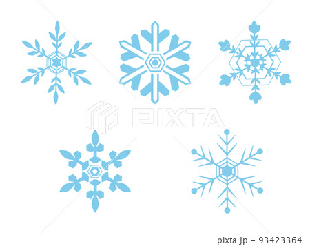 シンプルな雪の結晶のイラスト素材セット シンプルな雪の結晶のイラスト素材セット 93423364