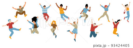 Happy people jumping set isolated on white Happy people jumping set isolated on white 93424405