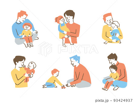 子育てするお父さん_セット_色 子育てするお父さん_セット_色 93424937