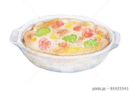 食べ物　水彩イラスト　グラタン 93425341