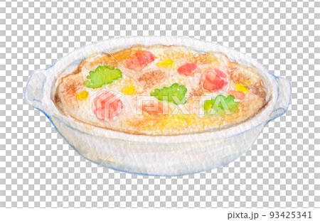 食べ物　水彩イラスト　グラタン 93425341