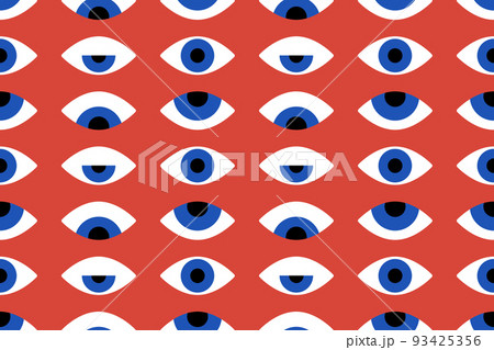 Bauhaus eye seamless pattern. Minimal geometric design of the 20s. Abstract vector template with elements of primitive forms. Modern hipster style. Bauhaus eye seamless pattern. Minimal geometric design of the 20s. Abstract vector template with elements of primitive forms. Modern hipster style. 93425356