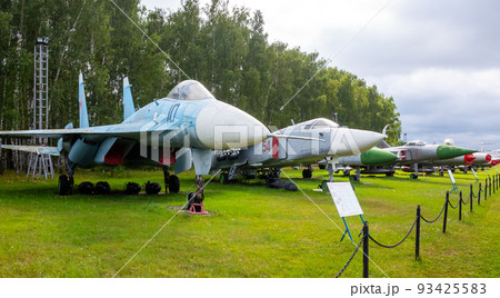 Soviet-origin twin-engine supermaneuverable fighter aircraft Sukhoi Su-27.at the Central Museum of the Russian Air Force in Monino. 93425583