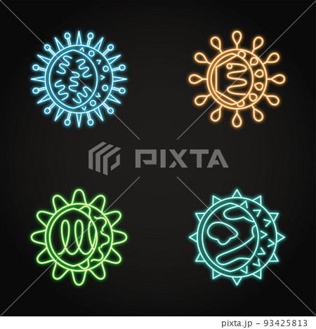 Neon virus icons collection in line style 93425813