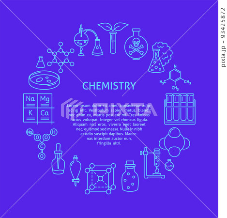 Chemistry round banner in line style 93425872