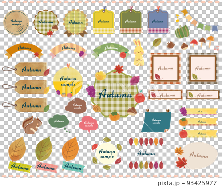Autumn watercolor frame/headline/tag/ribbon/speech balloon set Autumn watercolor frame/headline/tag/ribbon/speech balloon set 93425977