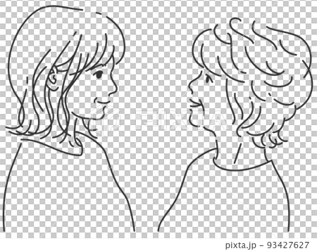 Bride and mother-in-law's parent and child 2 | Line drawing with transparent background 93427627
