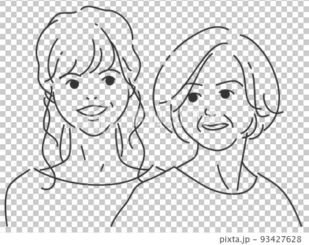 Bride and mother-in-law's parent and child 1 | Line drawing with transparent background 93427628