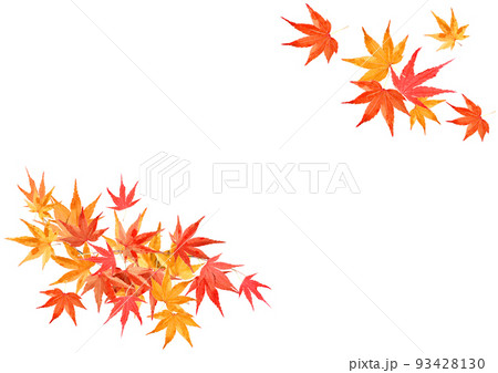 秋の色づいた紅葉 落ち葉のフレーム背景テクスチャ 秋の色づいた紅葉 落ち葉のフレーム背景テクスチャ 93428130