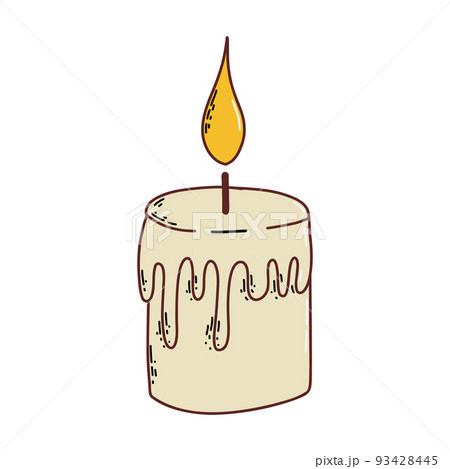 Wax or paraffin aromatic candle. Home...のイラスト素材 [93428445