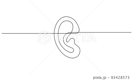 Human ear continuous line drawing. World deaf day simple one single line sketch. Minimalist hand drawing banner. Vector illustration 93428573