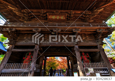 東京 世田谷区 秋の九品仏浄真寺の紅葉 仁王門の写真素材 [93428637] - PIXTA