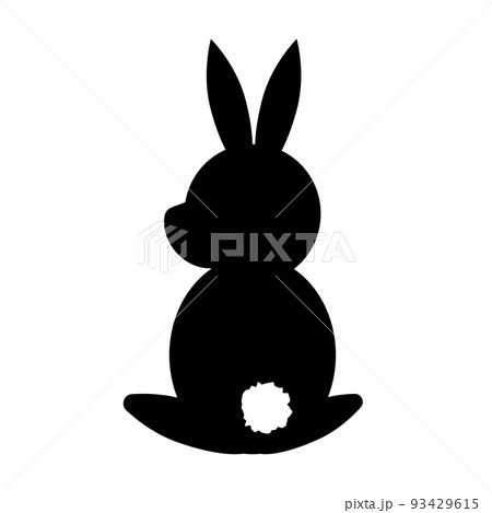 黒いうさぎ後ろ姿のシルエットのイラスト素材