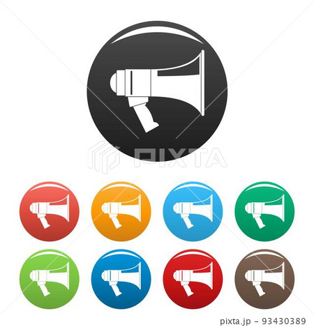 Megaphone icons set color vector Megaphone icons set color vector 93430389