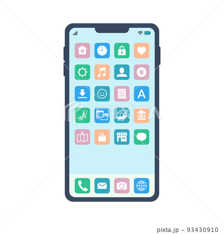 スマートフォンのベクター素材2(ホーム画面) スマートフォンのベクター素材2(ホーム画面) 93430910