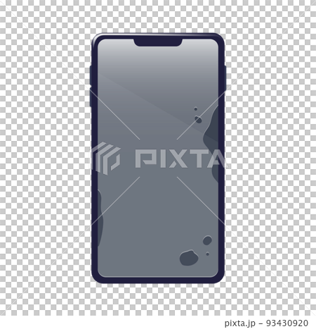 Illustration of a smartphone with air bubbles in the screen protective film 93430920