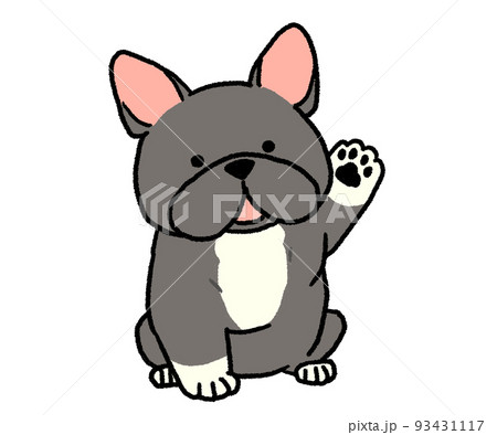 片手を挙げている黒のフレンチブルドッグ 片手を挙げている黒のフレンチブルドッグ 93431117