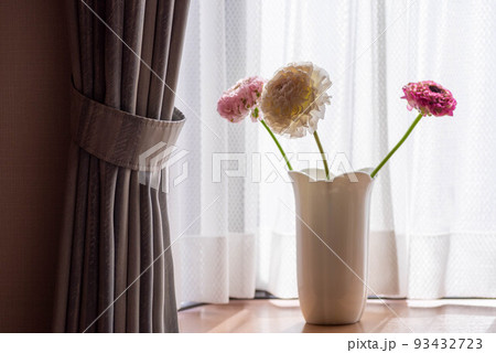 花瓶に生けたラナンキュラスの切り花 花瓶に生けたラナンキュラスの切り花 93432723